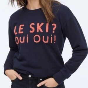 J. Crew Navy Blue 'Le Ski Oui Oui’ Sweatshirt Navy Blue